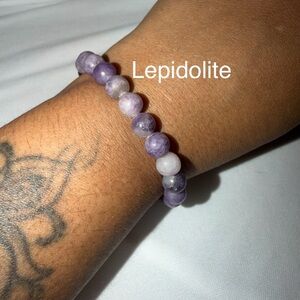 Purple Lepidolite Beaded Bracelet